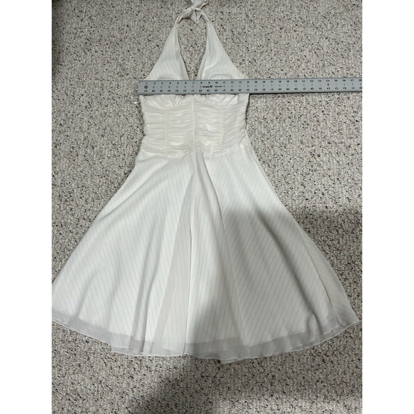 Womans Philip DeCaprio White With Gold Stripe Halter Fit N Flare Midi Dress 4 - Picture 5 of 9